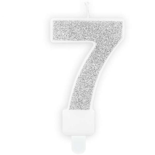 Svíčka číslice stříbrná 7cm 1ks